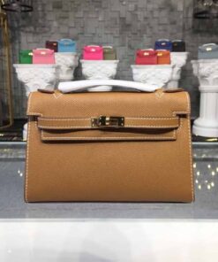 Hermes Mini Kelly KP Pochette Gold For Women Gold Toned Hardware 8.7in/22cm