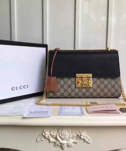 Gucci Padlock Medium GG Shoulder Bag Beige/Ebony Supreme Canvas For Women, Women's Handbags, Crossbody Bags 12in/30cm GG 409486