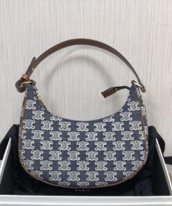 Celine Ava Bag In Triomphe Canvas Denim For Women 9in/23cm