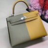 Hermes Kelly 28 Sellier Epsom Bag Grey/Yellow For Women 11in/28cm