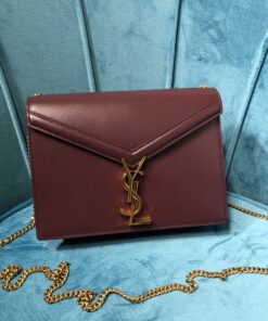 Saint Laurent Cassandra Medium Chain Bag Burgundy For Women 8.7in/22cm YSL 532750BOW0W6008