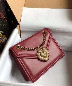 Dolce Gabbana Small Devotion Bag Burgundy For Women 19cm/ 7.5inches
