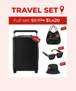 Travel Set: Louis Vuitton Horizon 55 Taiga Leather Suitcase + Dior Medium Nolita Bag + Woven Fabric Bucket Hat + Louis Vuitton 1.1 Millionaires Sunglasses