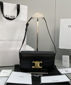 Celine Triomphe Shoulder Bag Black For Women 8in/20cm 194143BF4.38NO