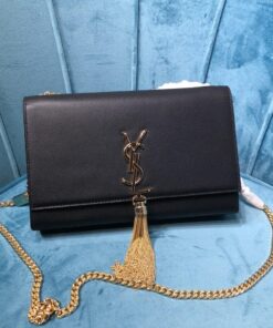 Saint Laurent Kate Medium Chain Bag With Tassel In Grain De Poudre Black For Women 9.4in/24cm YSL 354119BOW0J1000