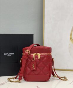 Saint Laurent 80's Vanity Bag In Carre-Quilted Grain De Poudre Red For Women 6.4in/16.5cm YSL 649779DME276805