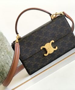 Celine Box Triomphe Bag In Triomphe Canvas Brown For Women 9in/22cm