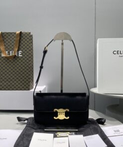 Celine Triomphe Shoulder Bag Black For Women 8in/20cm