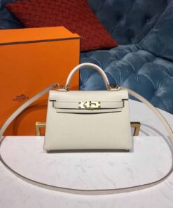 Hermes Mini Kelly Craie For Women Gold-Toned Hardware 7.5in/19cm