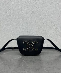 Celine Folco Cuir Triomphe With Studs Black For Women 7in/19cm