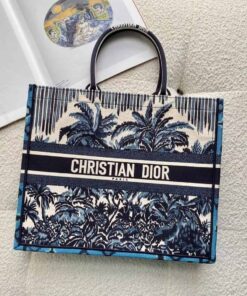 Christian Dior Large Blue Multicolor Dior Book Tote Canvas For Women 42cm/16.5in CD
