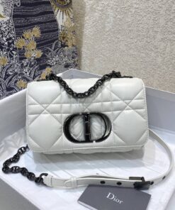 Christian Dior Mini Dior Caro Bag Latte Matte Padded Macrocannage Latte White For Women 20cm CD