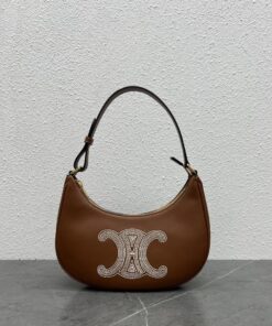 Celine Ava Bag With Triomphe Embroidery Tan For Women 9in/23cm 193953EFS.04LU