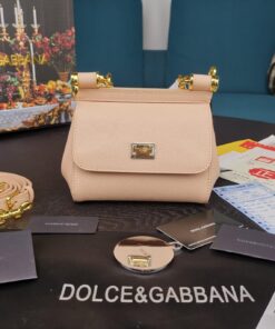 Dolce Gabbana Small Sicily Bag In Dauphine Pale Pink For Women 7.5in/19cm DG BB7116A100180414