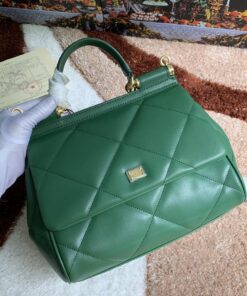 Dolce Gabbana Medium Sicily Bag In Quilted Green For Women 10.2in/26cm DG