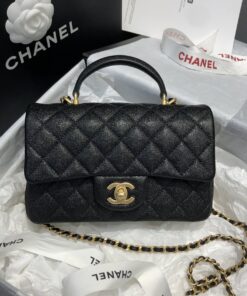Chanel Mini Flap Bag With Top Handle Black For Women 7.8in/20cm