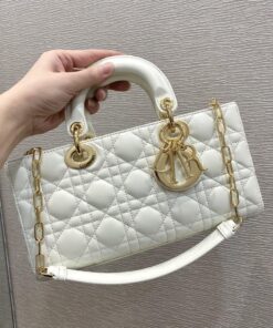 Christian Dior Lady D-Joy Bag, White For Women 26cm CD