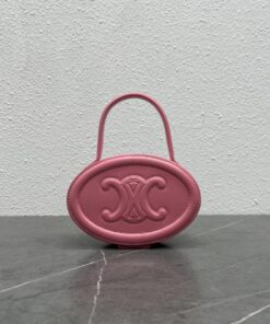 Celine Oval Minaudiere Cuir Triomphe Pink For Women 6in/11.5cm
