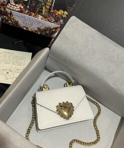 Dolce Gabbana Small Devotion Bag In Plain White For Women 7.5in/19cm DG BB6711AV89380002