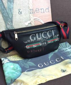 Gucci Print Waist Belt Bag Black For Women And Men 15in/39cm GG 530412