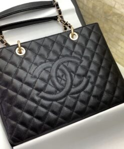 Chanel Classic Tote Bag Gold Toned Hardware Black For Women 13.3in/34cm