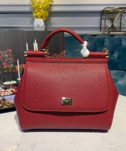 Dolce Gabbana Small Sicily Bag In Dauphine Red For Women 7.5in/19cm DG