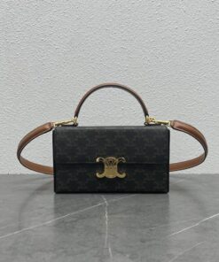 Celine Box Triomphe In Triomphe Canvas Tan For Women 9in/22cm 199992CUZ.04LU