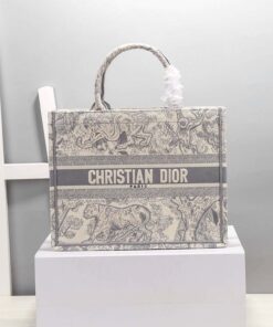 Christian Dior Medium Dior Book Tote Gray For Women 14in/36cm CD M1296ZTDT_M932