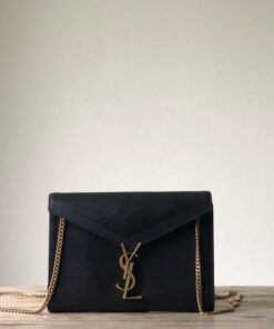 Saint Laurent Cassandra Flap-Front Crossbody Bag Black For Women 8.7in/22cm YSL