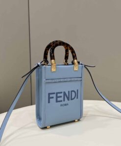 Fendi Sunshine Shopper Blue Mini Bag For Woman 13cm/5in