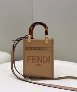 Fendi Sunshine Shopper Light Brown Mini Bag For Woman 13cm/5in