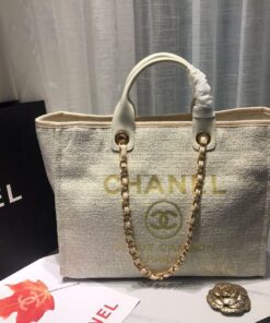 Chanel Deauville Tote Tweed Canvas Bag Fall/Winter Collection, Beige For Women 15in/38cm