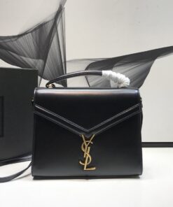 Saint Laurent Cassandra Medium Top Handle Bag In Grain Black For Women 9.6in/24.5cm YSL 623931BOW0W1000