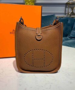 Hermes Mini Evelyne Brown For Women 7.8in/20cm