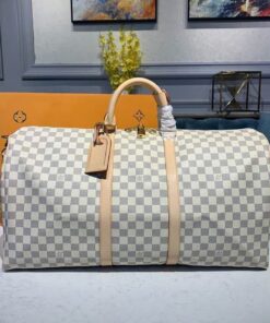 Louis Vuitton Keepall Bandouliere 55 Damier Azur Canvas For Women, Women's Handbags, Travel Bags 21.7in/55cm LV N41429