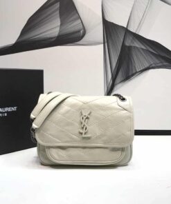 Saint Laurent Niki Baby Chain Bag In Crinkled Vintage White For Women 8.2in/21cm YSL 6331600EN049207