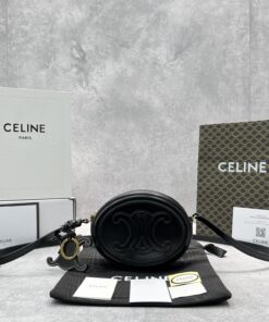 Celine Crossbody Oval Purse Cuir Triomphe Black For Women 6in/16cm 10I703DPQ.38NO