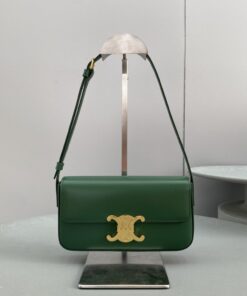 Celine Triomphe Shoulder Bag Green For Women 8in/20cm