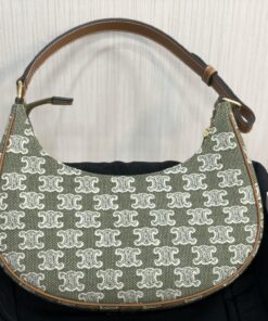 Celine Ava Bag In Triomphe Canvas Green For Women 9in/23cm