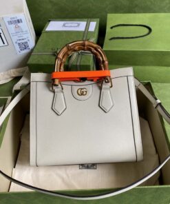 Gucci Diana Small Tote Bag White For Women 11in/27cm GG 702721 U3ZDT 9196