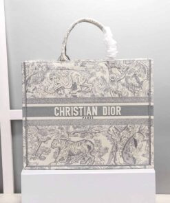 Christian Dior Medium Dior Book Tote Bag By Maria Grazia Chiuri Grey For Women 14in/36cm CD M1296ZTDT_M932