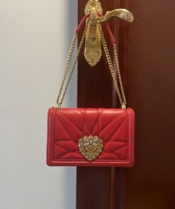 Dolce Gabbana Large Devotion Bag In Quilted Nappa Red For Women 10in/26cm DG BB6651AV96787124