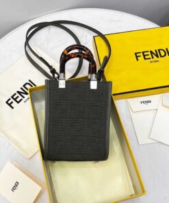Fendi Mini Sunshine Shopper Black For Women, Women's Handbags, Shoulder And CrossBody Bags 7.1in/18cm FF 8BS051