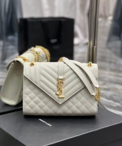 Saint Laurent Envelope Medium Chain Bag White For Women, Women's Bags 9.4in/24cm YSL