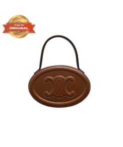 [True-to-ORIGINAL] Celine Oval Minaudiere Cuir Triomphe Brown For Women 6in/11.5cm - 198613DU6.04LU