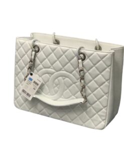 Chanel Chain Tote Shoulder Bag White For Women 13in / 33cm A50995