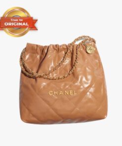 [True-to-ORIGINAL] Chanel 22 Bag Camel For Women AS3261 B08037 NU907 - 16.4 Inches/42 Cm