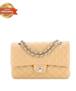 [True-to-ORIGINAL] Chanel Classic Flap Bag Beige For Women 10.2in/26cm A01112