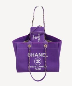 Chanel Deauville Tote Bag Pouch Purple For Women 34cm / 13.39in