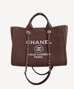 Chanel Deauville Tote Bag Pouch Burgundy For Women 34cm / 13.39in